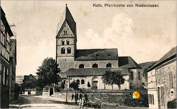 Postkarte von 1910 (Kirchengebäude bis zum Neubau Ende der 1960er Jahre (Sammlung Helmut Loth: www.zesse.de )
