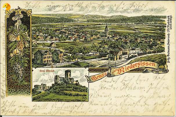 Karte von 1905 (Bahnhof mit Dampflok; https://www.loth.info/galerie#&gid=1473172364&pid=8 )